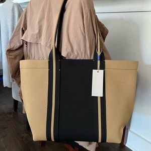 ❌SOLD❌ Rothy’s Camel & Black Stripe Essential Tote (with magnets)